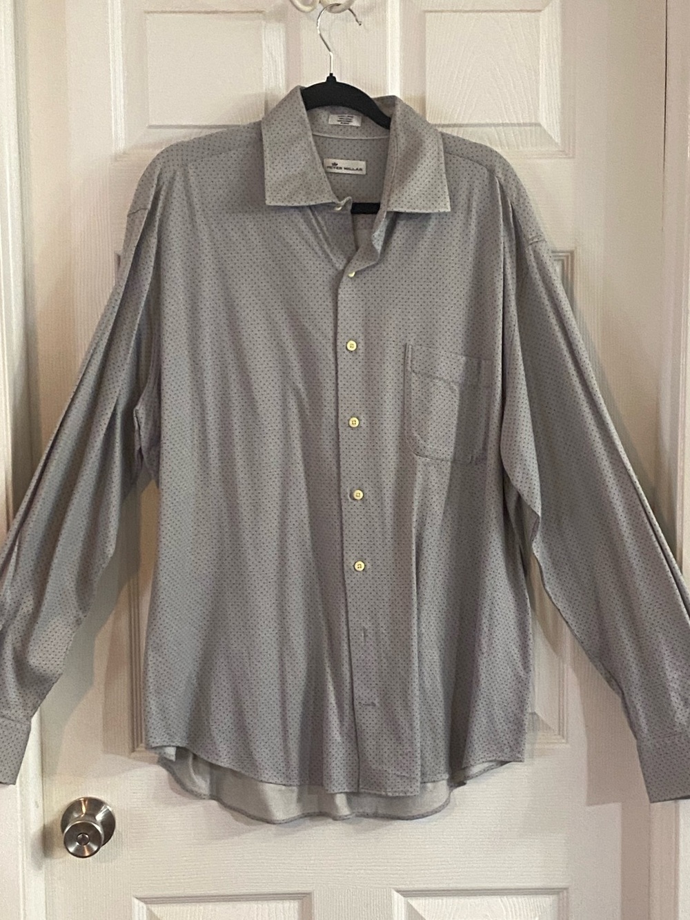 Men's Peter Millar XL Long-Sleeve Button-Up Shirt - Light Gray